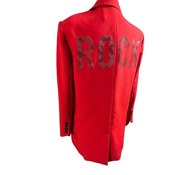 Zadig Voltaire Red Pant Suit Size 36 Rock Blazer Black Pinstripes - Picture 14 of 16